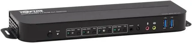 Main image of Tripp Lite 4 Port DisplayPort USB KVM Switch, Quad Port DP USB KVM Switch, 4K 60 Hz, HDR, HDCP 2.2, DP 1.4, USB 3.0 Cables, Black (B005-DPUA4)