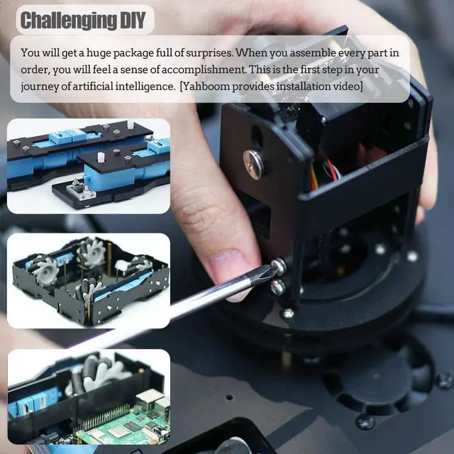 Alt view image 4 of 7 - Yahboom Raspberry Pi Robot Pi 4B Kit Mecanum Wheel 3-DOF Camera Python Robotic Car for Adults AI Object Recognitn Tracking (Raspblock Without Pi)