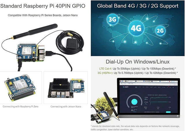 Alt view image 5 of 7 - Waveshare 4G/3G/2G/GSM/GPRS/GNSS HAT, Compatible with Raspberry Pi 5/4B/3B/Zero/Zero W/Zero 2W/Pico/Pico W/Pico WH, LTE Cat-4 4G / 3G / 2G Support, GNSS Positioning, Global Band