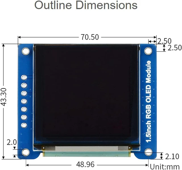 Alt view image 5 of 7 - waveshare 1.5inch RGB OLED Display Module 128x128 Pixels 16-bit High Color (65K Colors) with Embedded Controller Communicating via SPI Interface.