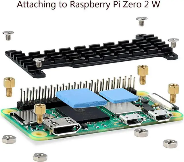 Alt view image 2 of 7 - Heatsink with Thermal Tapes, Aluminum Heatsink Cooler for Raspberry Pi Zero 2 W/Pi Zero 2 WH/Raspberry Pi Zero/Zero W/Zero WH