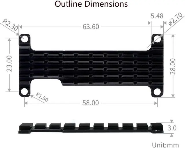 Alt view image 7 of 7 - Heatsink with Thermal Tapes, Aluminum Heatsink Cooler for Raspberry Pi Zero 2 W/Pi Zero 2 WH/Raspberry Pi Zero/Zero W/Zero WH