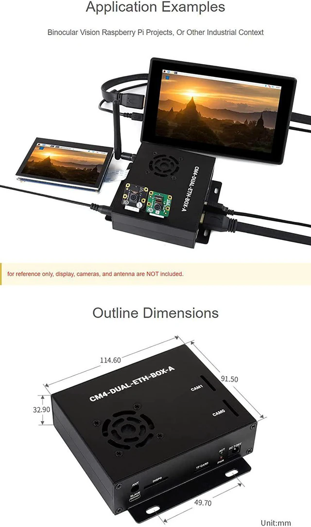 Alt view image 7 of 7 - Waveshare Dual Giga-bit Ethernet Mini-Computer Based On Raspberry Pi Compute Module 4 (NOT Included) Metal Case with Cooling Fan
