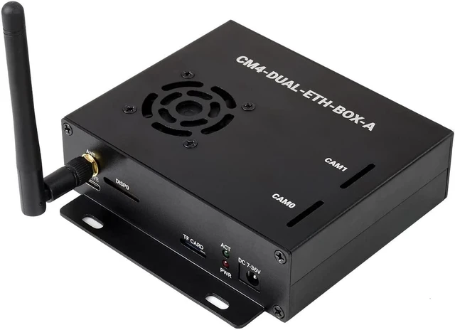 Alt view image 2 of 7 - Waveshare Dual Giga-bit Ethernet Mini-Computer Based On Raspberry Pi Compute Module 4 (NOT Included) Metal Case with Cooling Fan