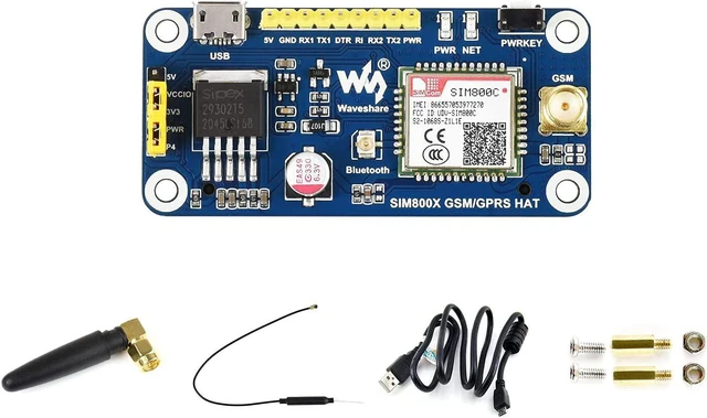 Alt view image 2 of 7 - Waveshare SIM800C GSM/GPRS HAT Compatible with RRaspberry Pi 5/4B/3B/Zero/Zero W/Zero 2W/Pico/Pico W/Pico WH/Jetson Nano 2G Communication Data Transmission