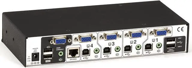 Alt view image 2 of 2 - Black Box KVM Switch Single-Head VGA USB True Emulation Audio 4-Port
