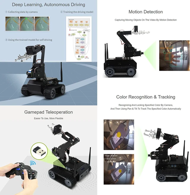 Alt view image 6 of 7 - Waveshare JETANK AI Kit, AI Tracked Mobile Robot, AI Vision Robot, Includes Waveshare Jetson Nano Dev Kit 4GB (NOT Support Nano 2GB)
