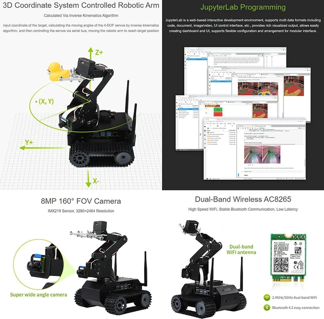 Alt view image 7 of 7 - Waveshare JETANK AI Kit, AI Tracked Mobile Robot, AI Vision Robot, Includes Waveshare Jetson Nano Dev Kit 4GB (NOT Support Nano 2GB)