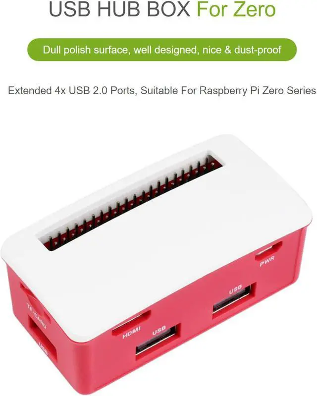 Alt view image 3 of 7 - waveshare USB HUB Box Kit for Raspberry Pi Zero/Zero W/Zero WH, Extended 4X USB Ports Compatible with USB 2.0/1.1, USB HUB HAT (B) Inside, with Pogo Pin Design, Dull Polish Surface, Nice&Dust-Proof
