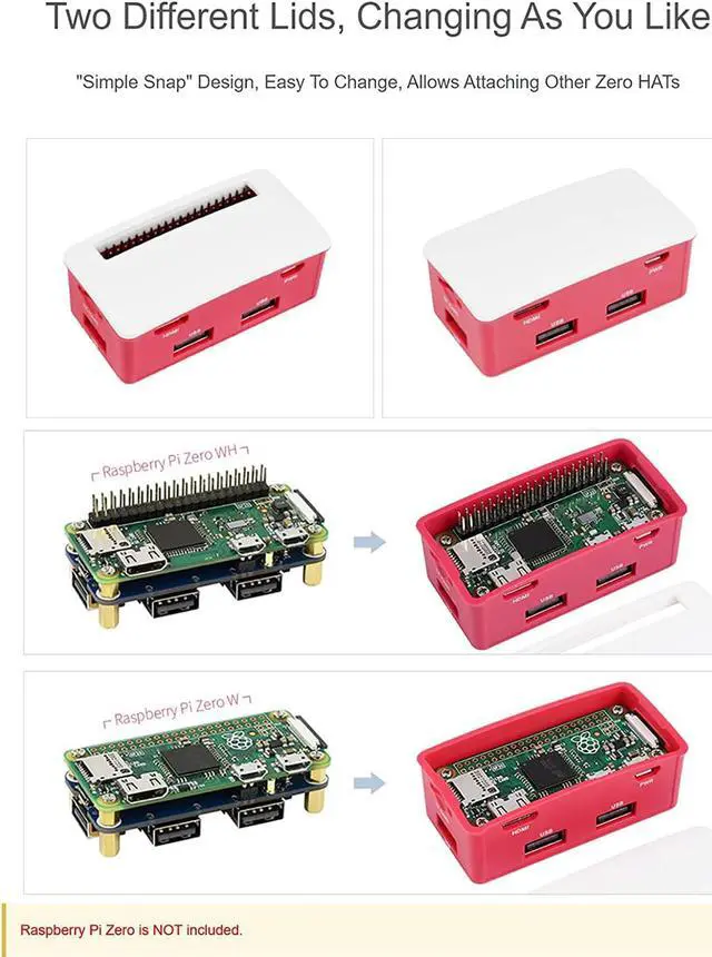Alt view image 5 of 7 - waveshare USB HUB Box Kit for Raspberry Pi Zero/Zero W/Zero WH, Extended 4X USB Ports Compatible with USB 2.0/1.1, USB HUB HAT (B) Inside, with Pogo Pin Design, Dull Polish Surface, Nice&Dust-Proof