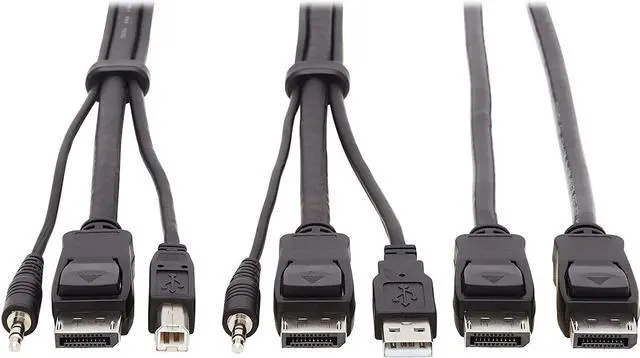 Main image of TRIPP LITE Dual DisplayPort KVM Cable Kit 4K USB 3.5 mm Audio 3xM/10ft (P783-010-DP)