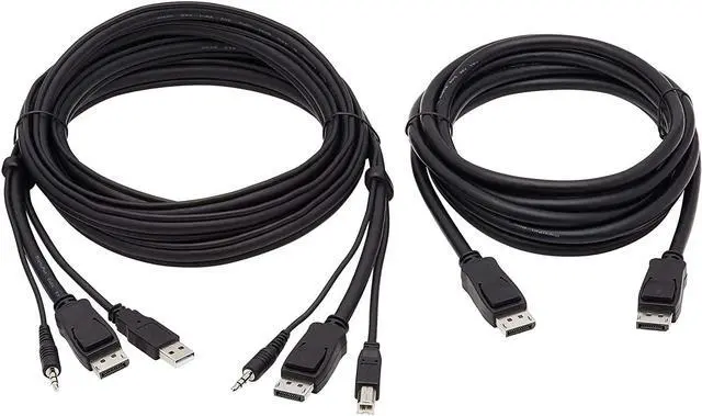 Alt view image 2 of 7 - TRIPP LITE Dual DisplayPort KVM Cable Kit 4K USB 3.5 mm Audio 3xM/10ft (P783-010-DP)