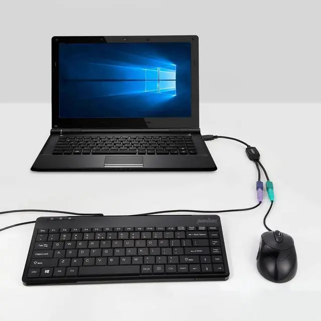 Alt view image 4 of 7 - Perixx PERIPRO-401 PS2 to USB Adapter for Keyboard and Mouse - Built-in USB Controller - Black