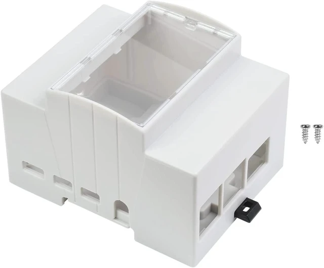 Main image of Waveshare DIN Rail ABS Case, Compatible with Raspberry Pi 4,DIN Rail Mount Support, ABS Material, Clear Top Window, Large Inner Space