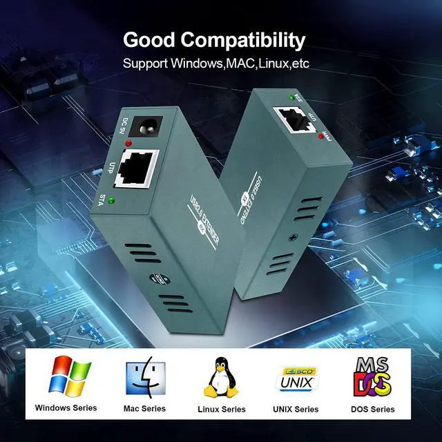 Alt view image 3 of 7 - USB Extender Over Ethernet RJ45 LAN Extension, with 4 USB 2.0 Ports, Transmit 50m/165ft Over Ethernet Cat5/5e/6/7, Support Power Over Cable, Play and Plug, No Driver Required