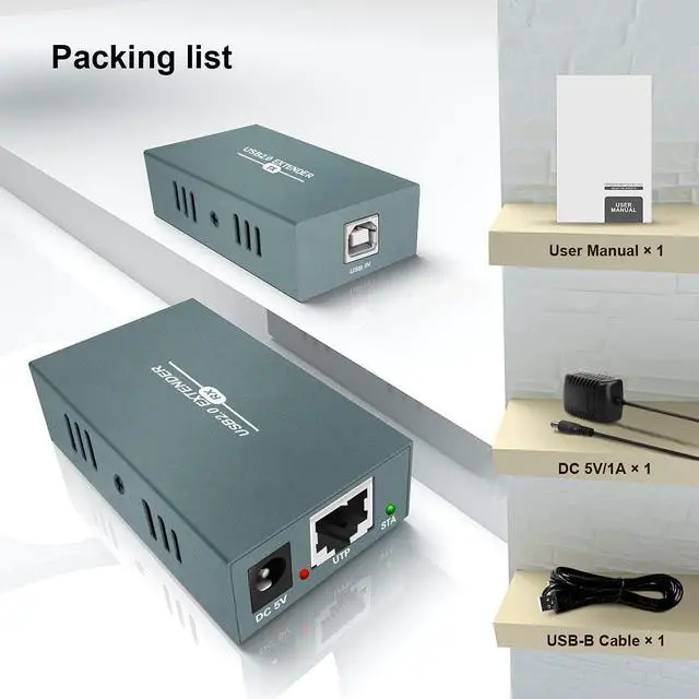 Alt view image 6 of 7 - USB Extender Over Ethernet RJ45 LAN Extension, with 4 USB 2.0 Ports, Transmit 50m/165ft Over Ethernet Cat5/5e/6/7, Support Power Over Cable, Play and Plug, No Driver Required