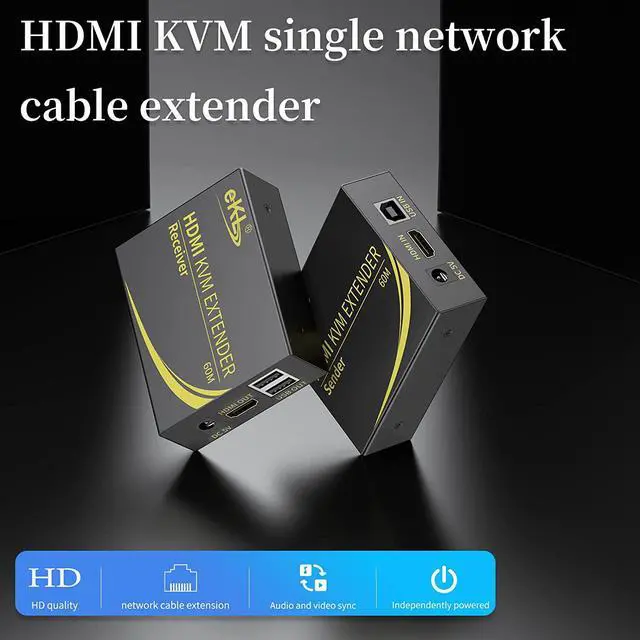 Alt view image 2 of 5 - eKL KVM Extender HDMI USB 60m/196ft Over UTP Cat5e/6 Ethernet Cable Supports 1080P@60Hz 2 Port USB 2.0 for Computer Plug & Play Without Driver