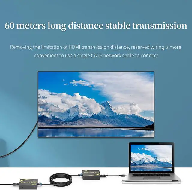 Alt view image 5 of 5 - eKL KVM Extender HDMI USB 60m/196ft Over UTP Cat5e/6 Ethernet Cable Supports 1080P@60Hz 2 Port USB 2.0 for Computer Plug & Play Without Driver