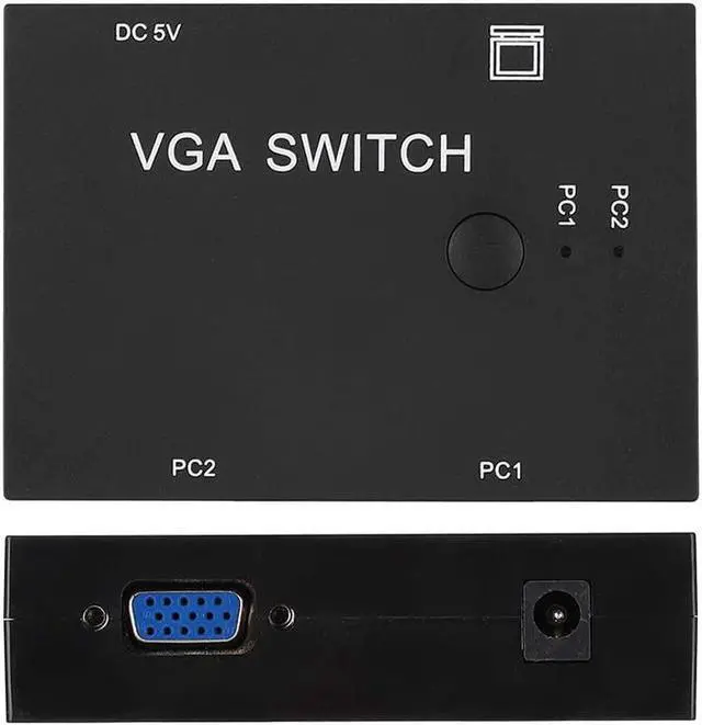 Alt view image 7 of 7 - VGA Switcher,2 Port VGA Audio Video Switch,VGA Switch Video Audio Switcher Box,3PCs Standard VGA Female,2 PC to 1 Monitor