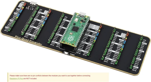 Alt view image 2 of 6 - Waveshare 4xPorts Quad GPIO Expander Supports USB External Power Supply for Raspberry Pi Pico Series Motherboard