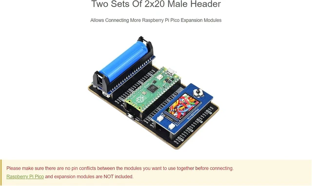 Alt view image 5 of 6 - Waveshare Dual GPIO Expander for Raspberry Pi Pico Two Sets of Male Headers for Connecting More Expansion Modules