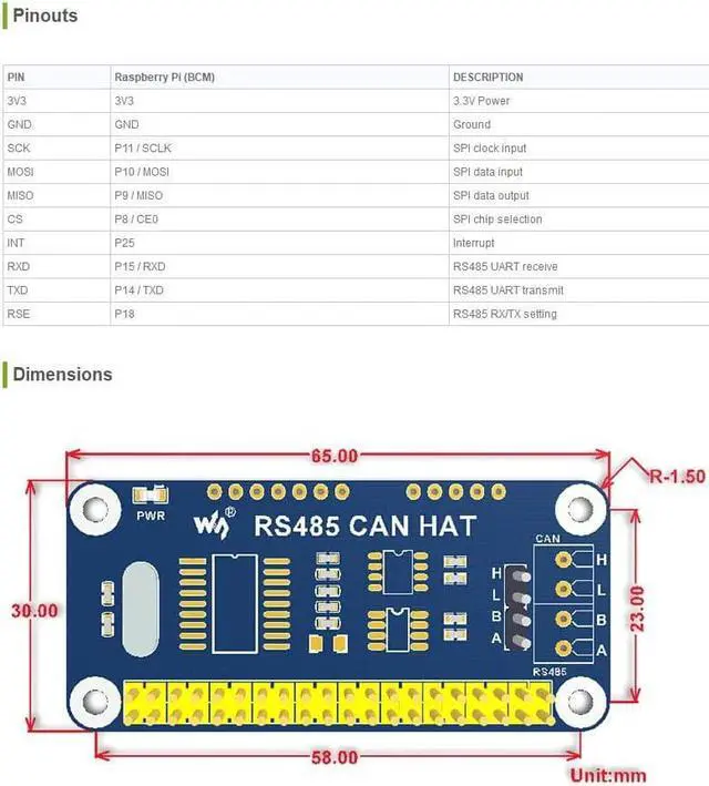 Alt view image 7 of 7 - Raspberry Pi RS485 CAN HAT Allows Stable Long-Distance Communication via RS485/CAN Functions Onboard MCP2515 Transceiver SN65HVD230 SP3485