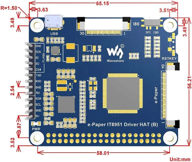 Alt view image 7 of 7 - Waveshare 6inch E-Paper Display Module, Compatible with Raspberry Pi, Connects via GPIO, I2C