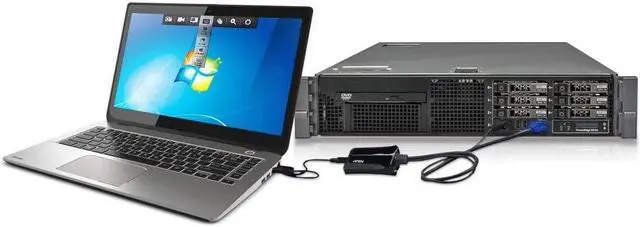 Alt view image 6 of 6 - Laptop USB KVM Console Crash Cart Adapter ATEN CV211CP, 1920 x 1200 @60Hz, bi-Directional, Instant BIOS-Level Access, Plug-and-Play for datacenters, Servers, Computers, kiosks, ATM, UK, #1 KVM Leader