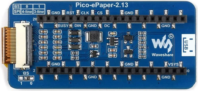 Alt view image 2 of 6 - waveshare 2.13inch e-Paper Compatible with Raspberry Pi Pico Red/Black/White Three-Color Display
