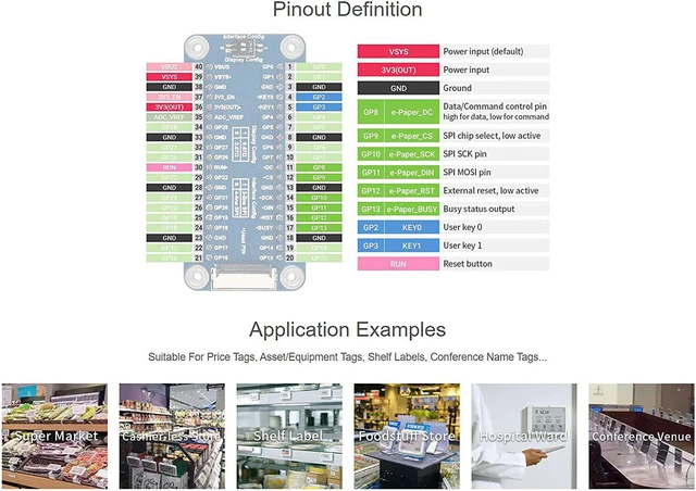 Alt view image 7 of 7 - Waveshare 7.5inch E-Paper E-Ink Display Module for Raspberry Pi Pico 800×480 Pixels Black/White SPI Interface
