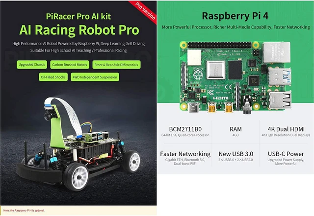 Alt view image 2 of 5 - Waveshare PiRacer Pro AI Kit High Performance AI Robot Competitive Race car Deep Learning, Automatic Driving, Comes with Raspberry Pi Model B 4GB