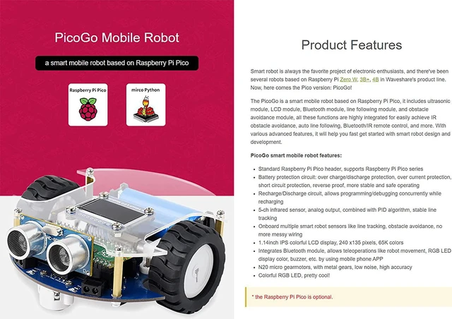 Alt view image 3 of 7 - waveshare PicoGo Mobile Robot Based On Raspberry Pi Pico Self Driving Remote Control Unassembled