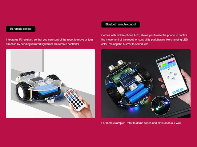 Alt view image 7 of 7 - Waveshare Unassembled PicoGo Mobile Robot Compatible with Raspberry Pi Pico(pre-soldered Header) Self Driving Remote Control Integrates Colorful RGB LED and More