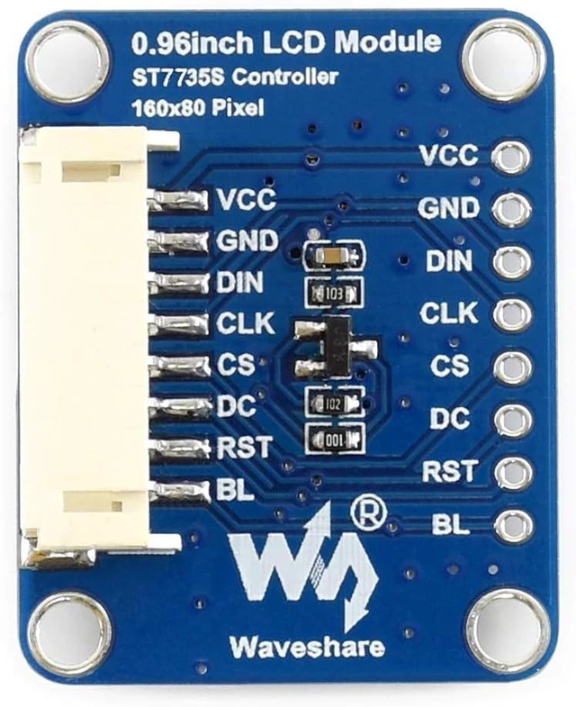 Alt view image 7 of 7 - Waveshare 0.96inch LCD Display Module IPS Screen 160x80 HD Resolution with Embedded Controller Communicating via SPI Interface Compatible with Raspberry Pi/Jetson Nano/STM32