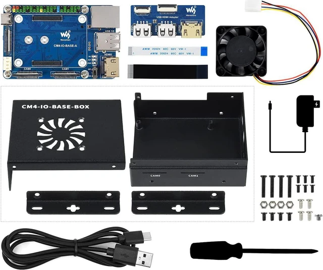 Alt view image 2 of 7 - Waveshare CM4-IO-BASE-BOX-A for Raspberry Pi Compute Module 4 Bundle with USB HDMI Adapter (10 Items)