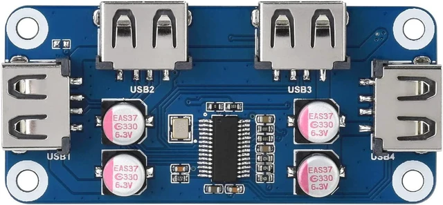 Main image of Waveshare USB HUB HAT (B) for Raspberry Pi Series Extended 4X USB 2.0 Ports