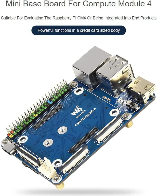 Alt view image 5 of 7 - Waveshare CM4-IO-BASE-A for Raspberry Pi Compute Module 4 Bundle with USB HDMI Adapter (6 Items)