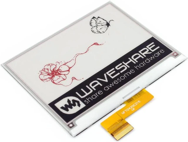 Alt view image 3 of 6 - Waveshare 4.2inch E-Paper, 400x300 Resolution Red/Black/White 3Colors Raw Display(Without PCB) for Raspberry/Jetson Nano/Nucleo Main Control Boards