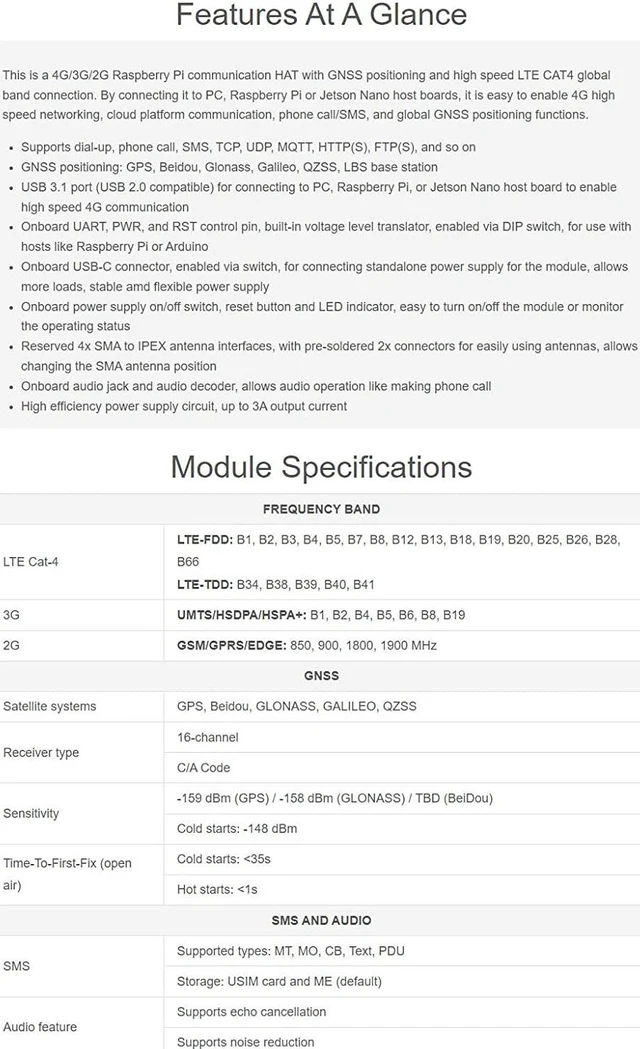 Alt view image 3 of 7 - Waveshare SIM7600G-H M.2 4G HAT, Compatible with Raspberry Pi 5/4B/3B/Zero/Zero W/Zero 2W/Pico/Pico W/Pico WH, LTE CAT4 High Speed Global Coverage Multi Band 4G/3G/2G, GNSS