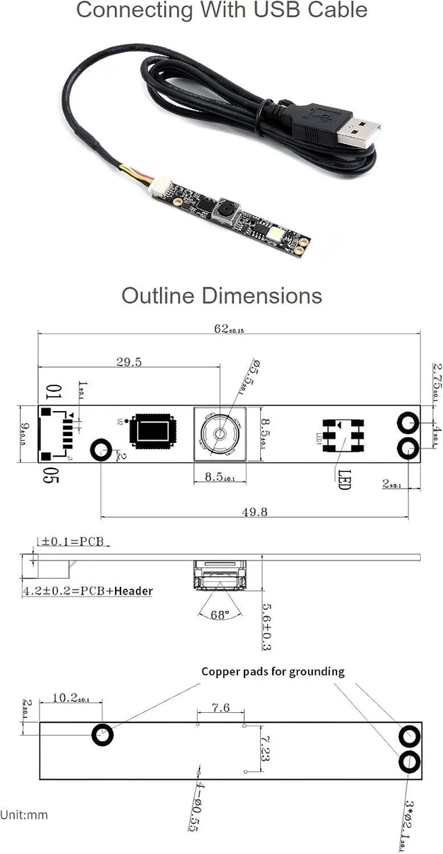 Alt view image 4 of 5 - Waveshare OV5640 5MP USB Camera, 1080P Video Recording, Auto-Focus