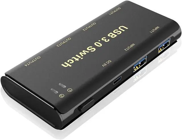 Alt view image 2 of 7 - USB 3.0 Switch Selector,ABLEWE KVM Switcher Adapter 4 Port USB Peripheral Switcher Box Hub for Mouse, Keyboard, Scanner, Printer, PCs with One-Button Switch and 2 Pack USB Cable