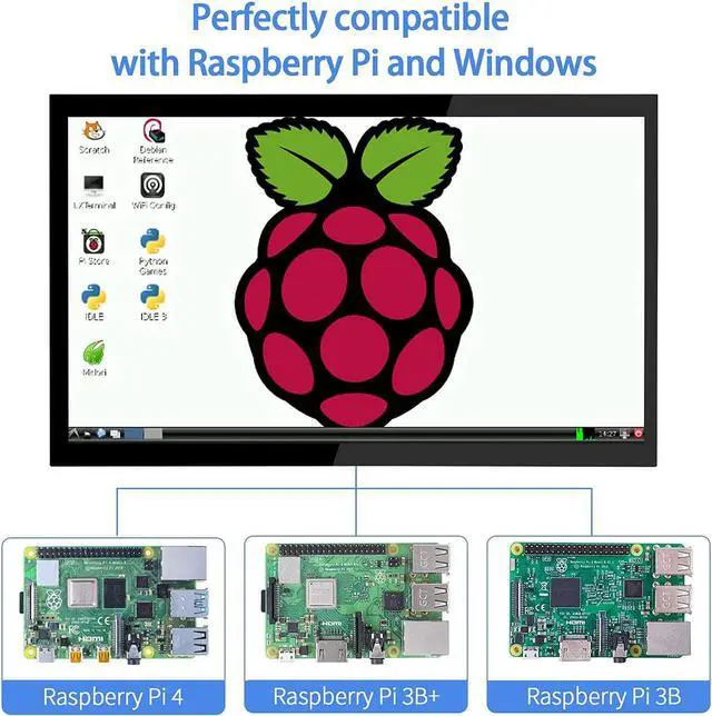 Alt view image 4 of 7 - Raspberry Pi Screen 10.1 Inch Touchscreen Monitor 1024x600 Portable HDMI Monitor 16:9 IPS Screen Display for Raspberry Pi 5/4/3/2/Zero/B/B+ Win11/10/8/7, Free-Driver