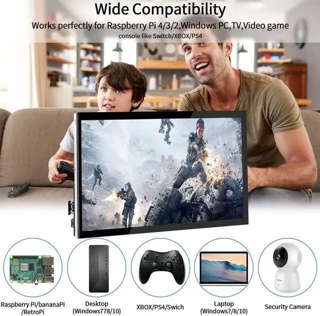 Alt view image 6 of 7 - Raspberry Pi Screen 10.1 Inch Touchscreen Monitor 1024x600 Portable HDMI Monitor 16:9 IPS Screen Display for Raspberry Pi 5/4/3/2/Zero/B/B+ Win11/10/8/7, Free-Driver