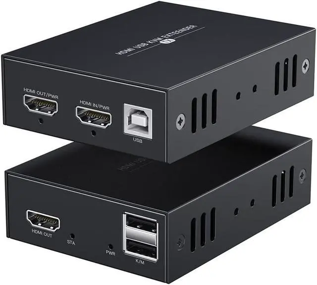 Main image of HDMI KVM USB Extender 1080P Over Cat5e/6 Ethernet Cable 50m (164ft) for Mouse and Keyboard Control Remote Signals