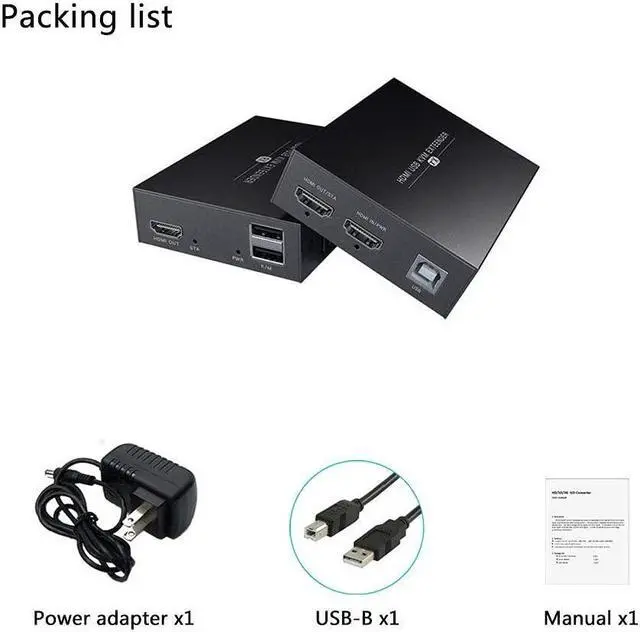 Alt view image 4 of 4 - HDMI KVM USB Extender 1080P Over Cat5e/6 Ethernet Cable 50m (164ft) for Mouse and Keyboard Control Remote Signals