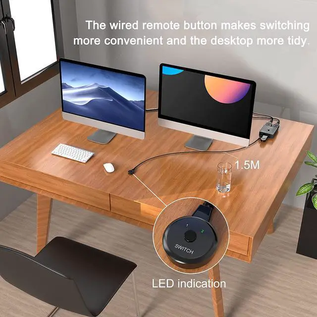 Alt view image 5 of 7 - USB 3.0 Switch Selector, Bi-Directional USB Switch 2 in 1 Out / 1 in 2 Out, MLEEDA USB Switcher for 2 Computers Share Keyboard Mouse Scanner Printer, Desktop Controller and 2 USB3.0 Cables Included