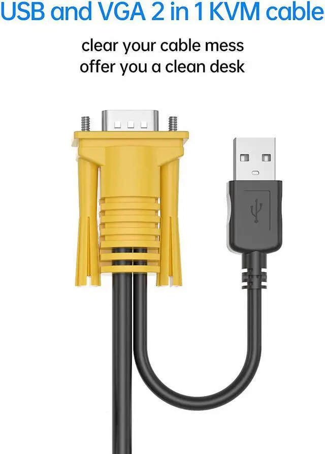 Alt view image 6 of 6 - VGA KVM Cable 5ft, Yinker USB VGA 2in1 KVM Cable for VGA KVM Switch (2pack, 1.5m)