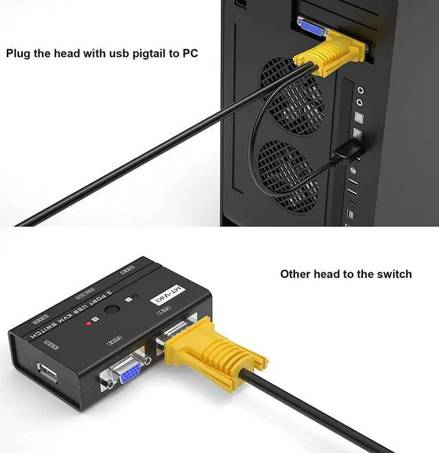 Alt view image 6 of 7 - Ennovor MT-VIKI 8 Port KVM Switch+ 10ft 2-in-1 VGA KVM Cable