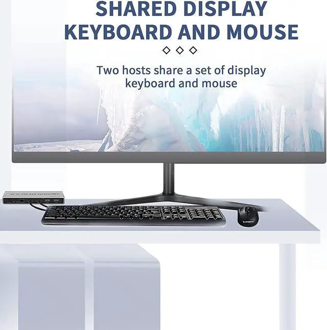 Alt view image 3 of 7 - Ennovor 2 Port Displayport KVM Switch 4K@60Hz, BolAAzuL Dual-Port Displayport DP 1.2 KVM Switcher 2X1 4KX2K@60Hz 2K(2560X1440)@144Hz Supports USB DP 2 in 1 Out