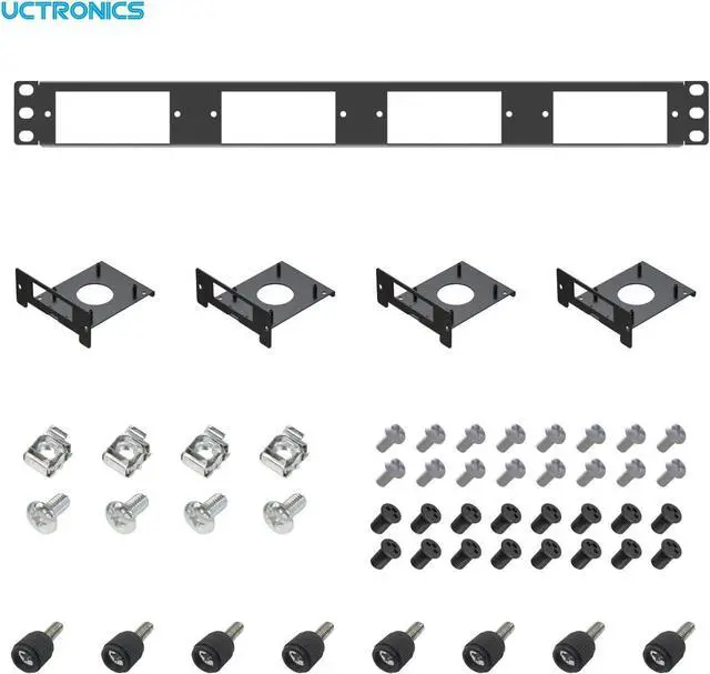 Alt view image 6 of 6 - UCTRONICS 19 1U Rack Mount for Raspberry Pi with SSD Mounting Brackets, Thumbscrews Front Removable Bracket Supports Up to 4 Raspberry Pi 3B/3B+, 4B and 4 SSDs, Option SD Card Adapter